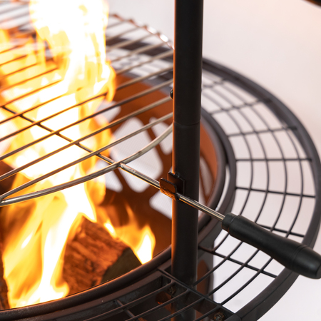 Deko Living 33 Inch Diameter Outdoor Steel Wood Burning Fire Pit Grill & Rotisserie COB10505